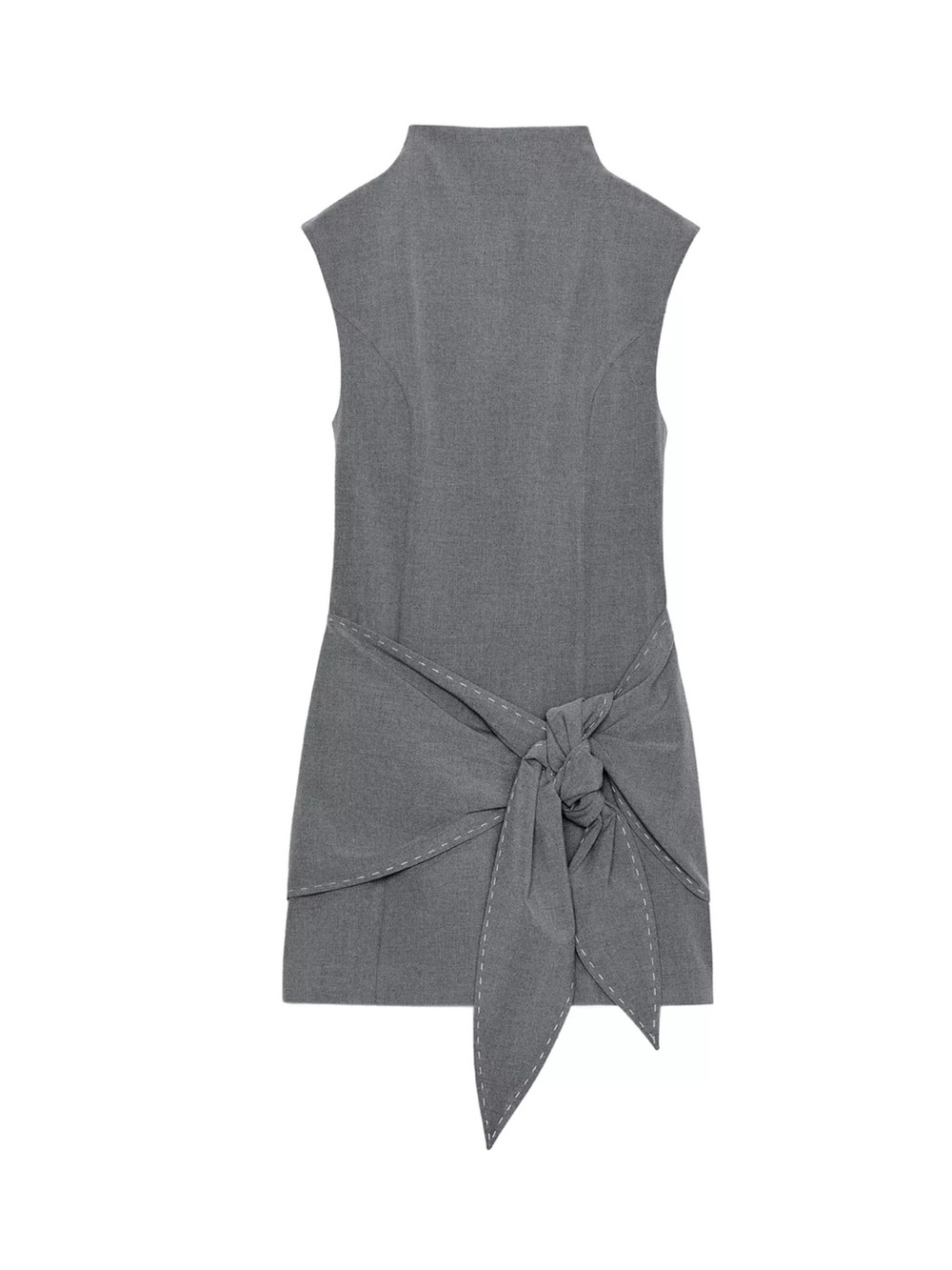 Zara Tied Topstitched Short Dress With Built in Shorts - Medium